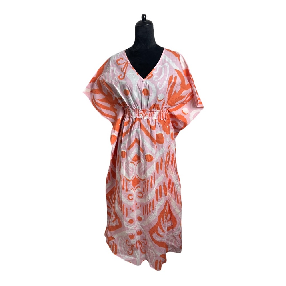 Sheridan French Pink/Orange Long Maxi V Neck Lightweight Dress Size XS NWT